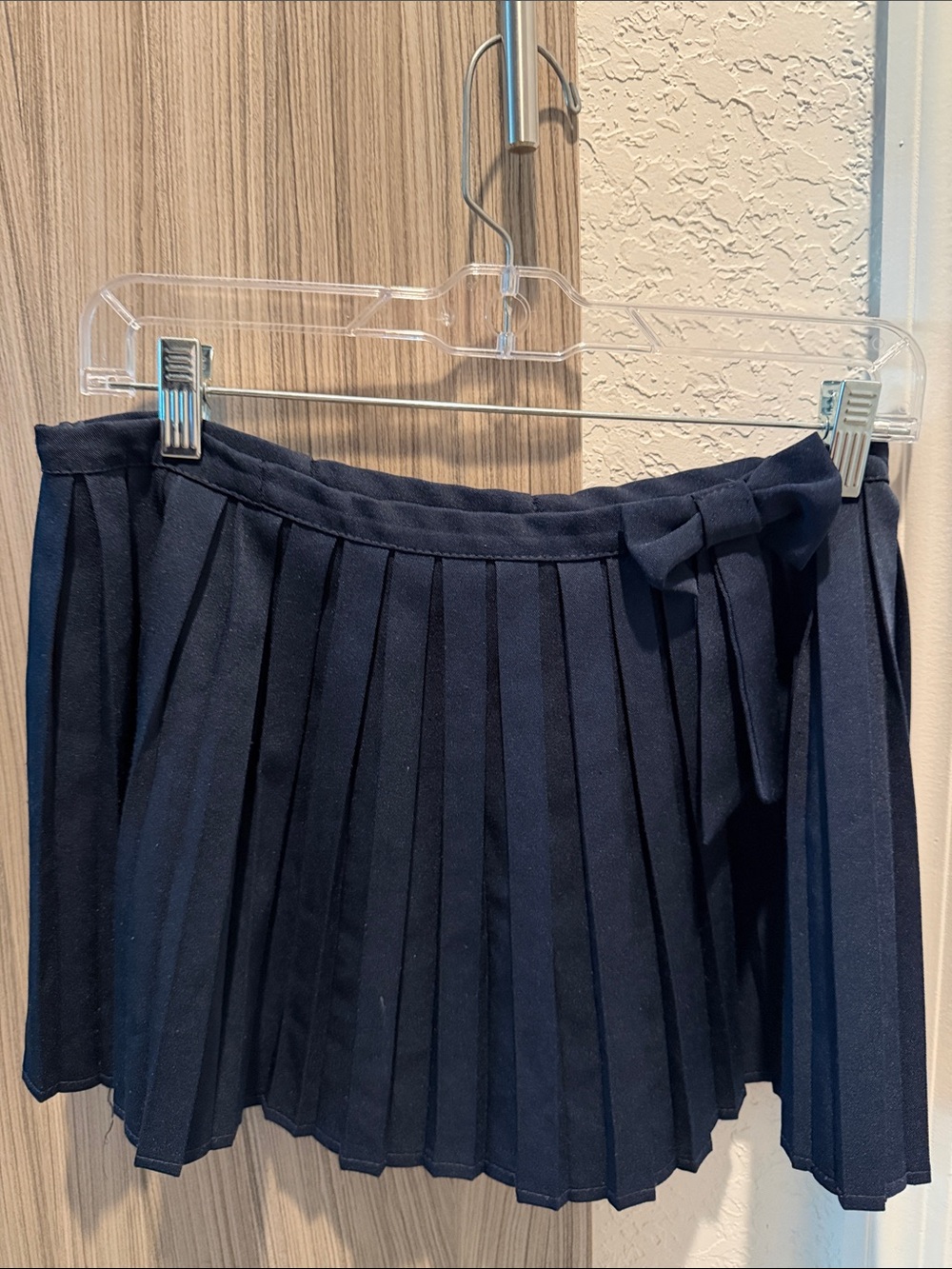 Pleated Navy Mini Skirt with Side Tie